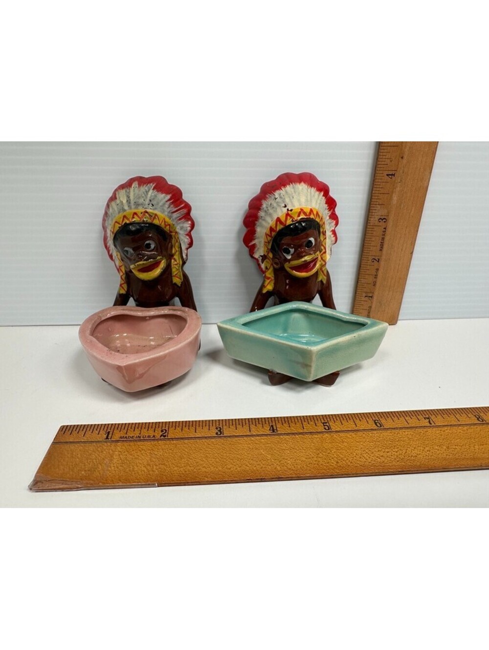 Vintage Indian Chief Trinket Box Heart Shape Diamond Shape